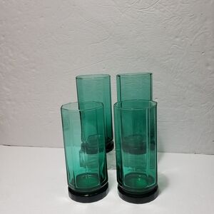 Vintage Set Of 4 ANCHOR HOCKING **Essex** Green Ice Tea Tumblers/Glasses (16 Oz)